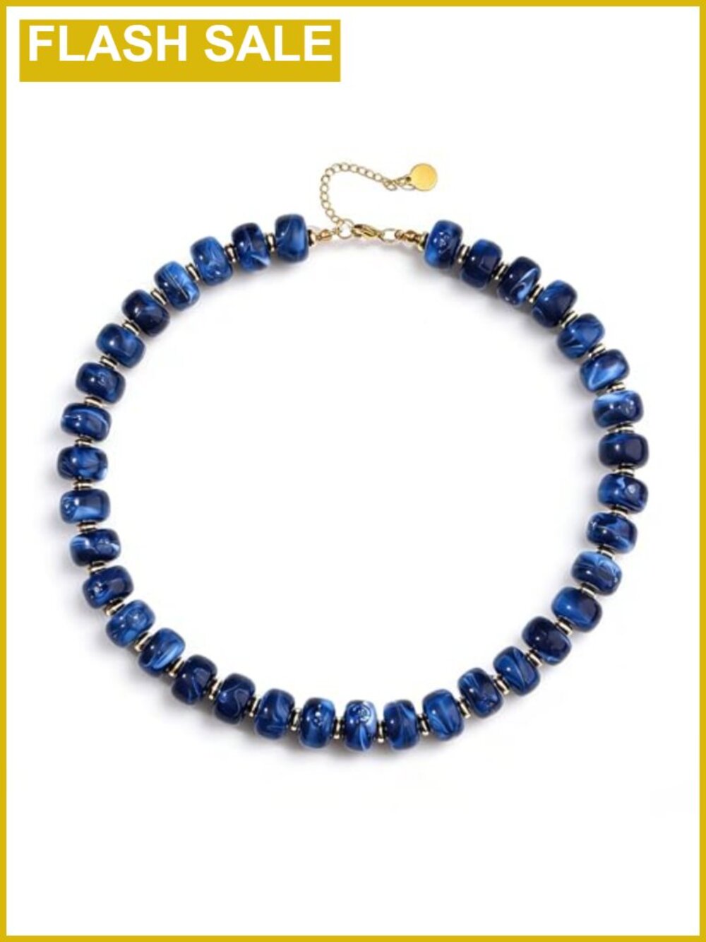Chunky Beaded Necklace Resin Statement Boho Cord Lobster Clasp 17in